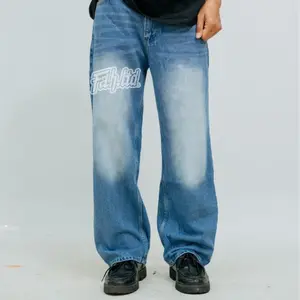 (COD) Unisex Celana Jeans Baggy Pants Gombrong Skena Basic Denim 12 oz