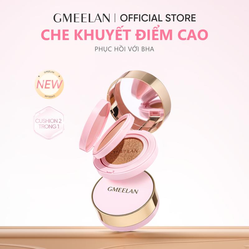  【NEW  GMEELAN CUSHION BLACK TRUFFLE BHA HIGH COVER 2-IN-1 PINK CUSHION 7g+10g Che khuyết điểm cao,Lâu trôi ,Kiềm dầu dưỡng da 