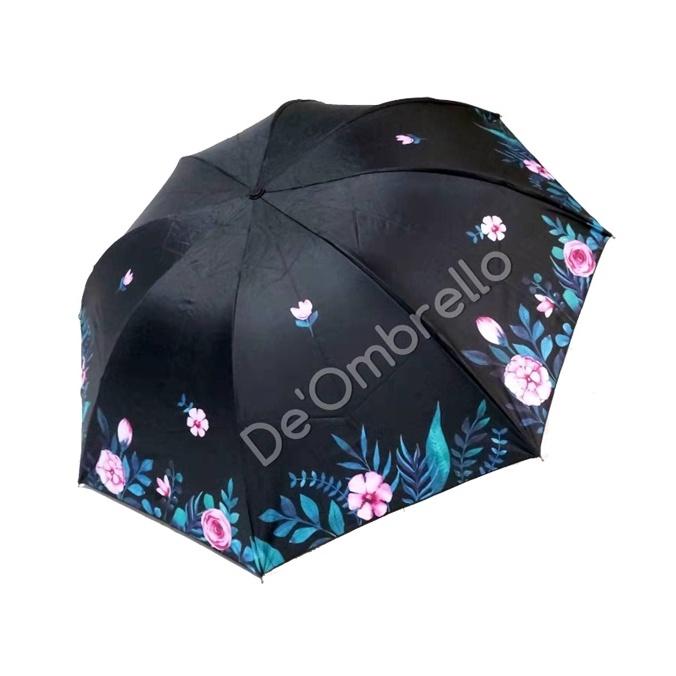 (521)Payung Fancy Motif Bunga Rose Dalam Hitam Anti UV/PREMIUM UMBRELLA 2