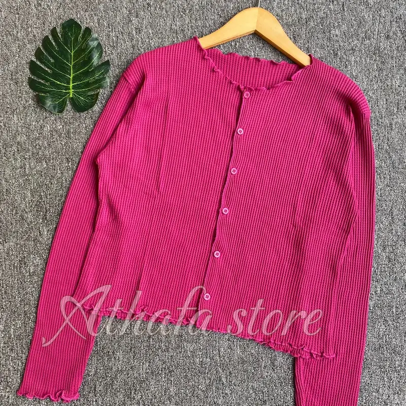 Cardigan rajut wafle wanita crop premium Waffle Baju Cantik 5
