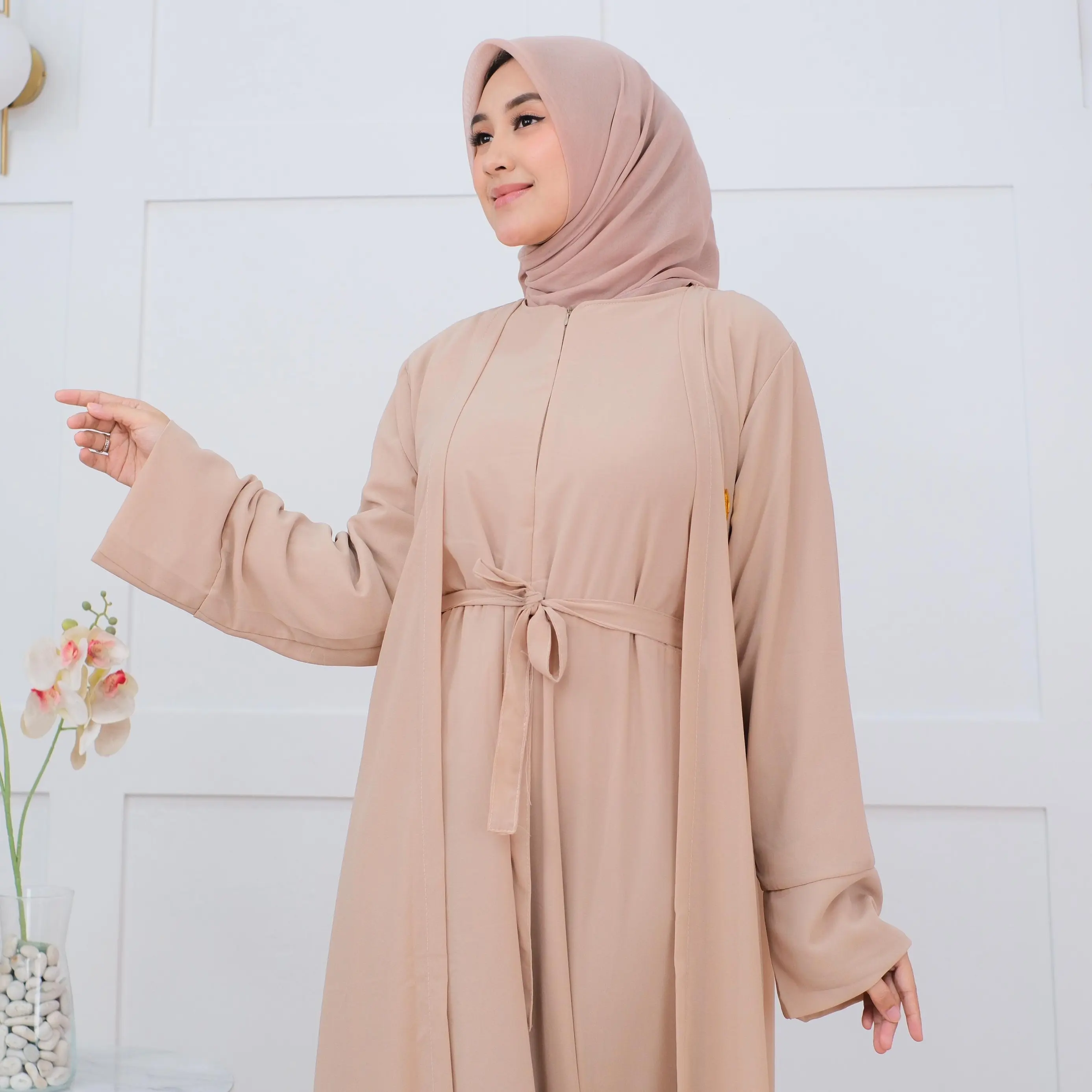 Abaya Outer 2 in 1 Premium | Rompi Lepas Pasang | Ceruty babydoll Full puring | Gamis Umroh haji
