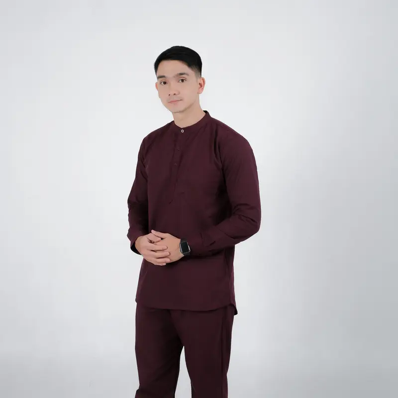 Koko Kurta Set Ottoman Maroon Lengan Panjang – Stylelaki 3