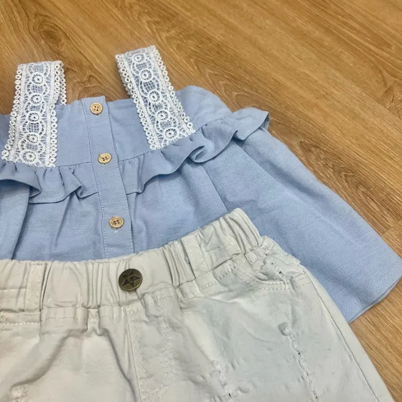 Leika Setelan Anak Atasan Babydoll Linen dan Ripjeans Mini  Perempuan 1