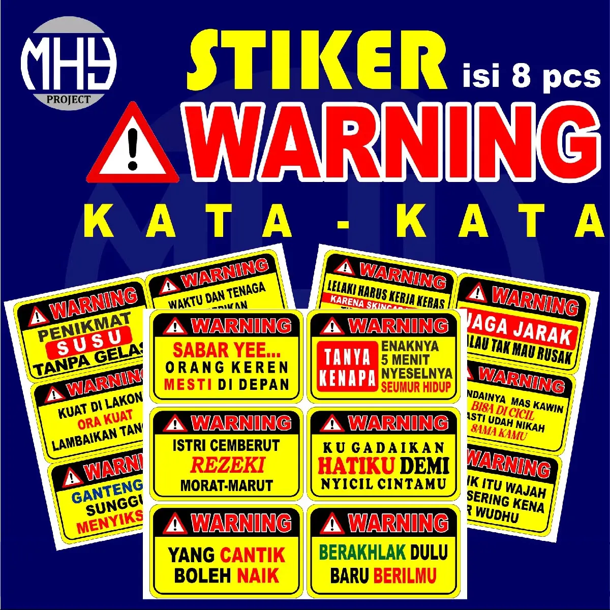 Stiker Warning kata kata stiker peringatan isi 8 pcs Stationery