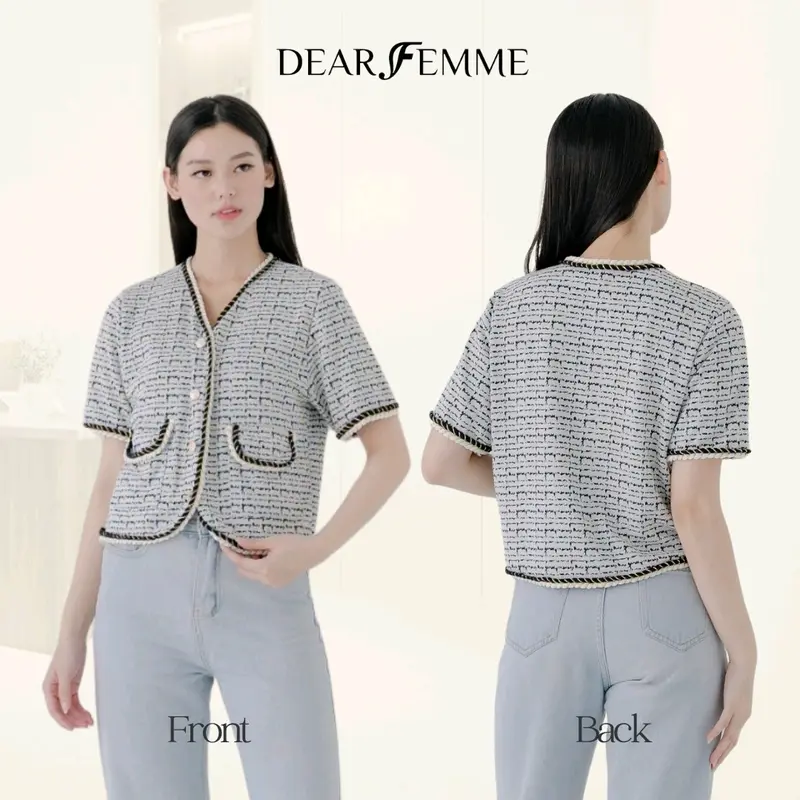 [Dear Femme] Ailee Top | Premium Knit Collection | Atasan rajut wanita lengan pendek 1