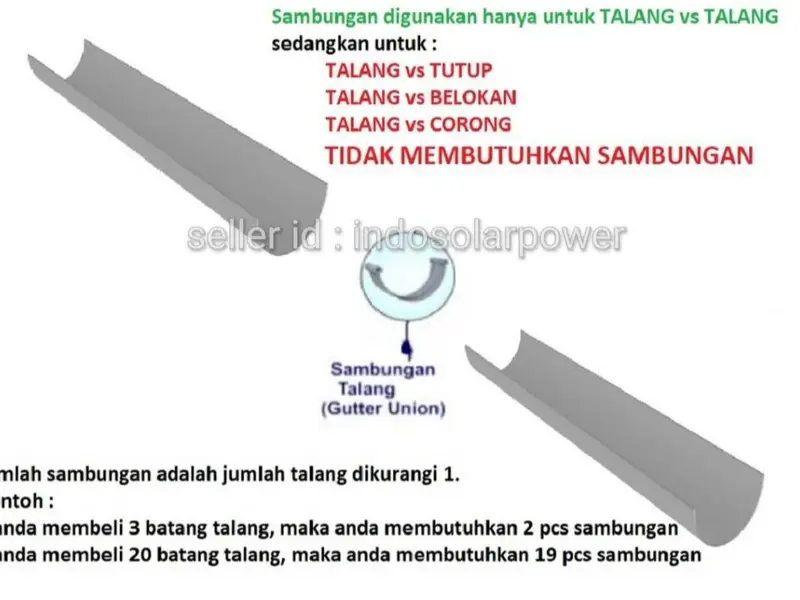 LANGGENG 6" sambungan union sock talang air diameter 6" 6 in inch inci atau 15 cm 1/2 setengah lingkaran letter U pembuangan air hujan kanal gutter langgeng6 1