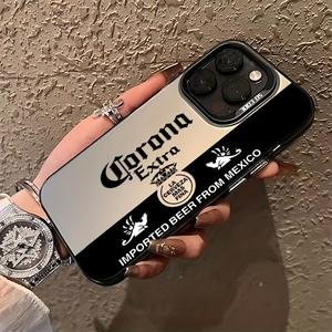 C-Corona E-Extra ビール柄 シルバーカラーのスマホケース、iPhone 17／17 Pro／17 Pro Max／16／16 Pro／16 Pro Max／11／11 Pro／11 Pro Max対応