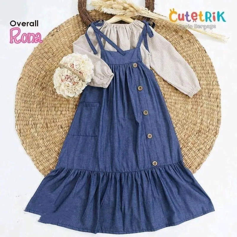 One Set Anak Perempuan Remaja Tanggung Umur 7-15 Tahun Rona Kids Set Overall Bahan Katun Square Mix Supernova Gamis Anak Perempuan Kekinian Setelan Anak Perempuan Jalan jalan Terlaris Viral 1