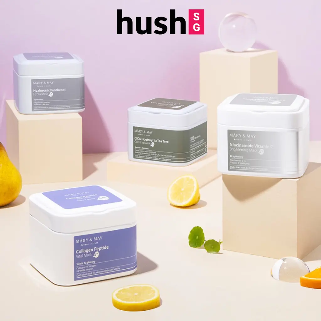 Mary & May Mask Pack - 30 sheets - Cica Houttuynia Cordata Tea Tree Calming/Collagen Peptide Vital/Hyaluronic Panthenol Hydra/Niacinamide Vitamin C Brightening