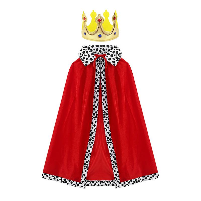 Trang Phục Halloween Cho Trẻ Em, Trang Phục Vua Hoàng Đế, Áo Choàng Đỏ, Áo Choàng Hoàng Tử, Vương Miện, Tiệc Sinh Nhật, Đạo Cụ Cosplay, Phụ Kiện 5
