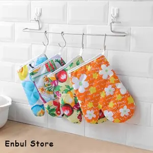 [Anti Panas] Sarung Tangan Oven Kain Anti Panas Motif Kitchen Gloves Microwave Set Lap