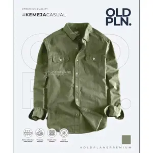 R-One Canvany kemeja casual lengan panjang saku kanan kiri korea style