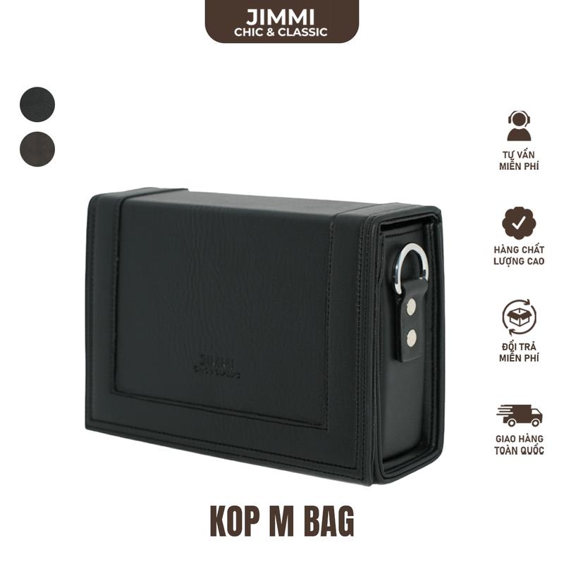 [NEW ARRIVAL] Túi đeo chéo Hộp Nam KOP BAG SIZE M (22x15x7.5) Jimmibags Da tổng hợp có khả năng chống xước chống nước Đen Nâu