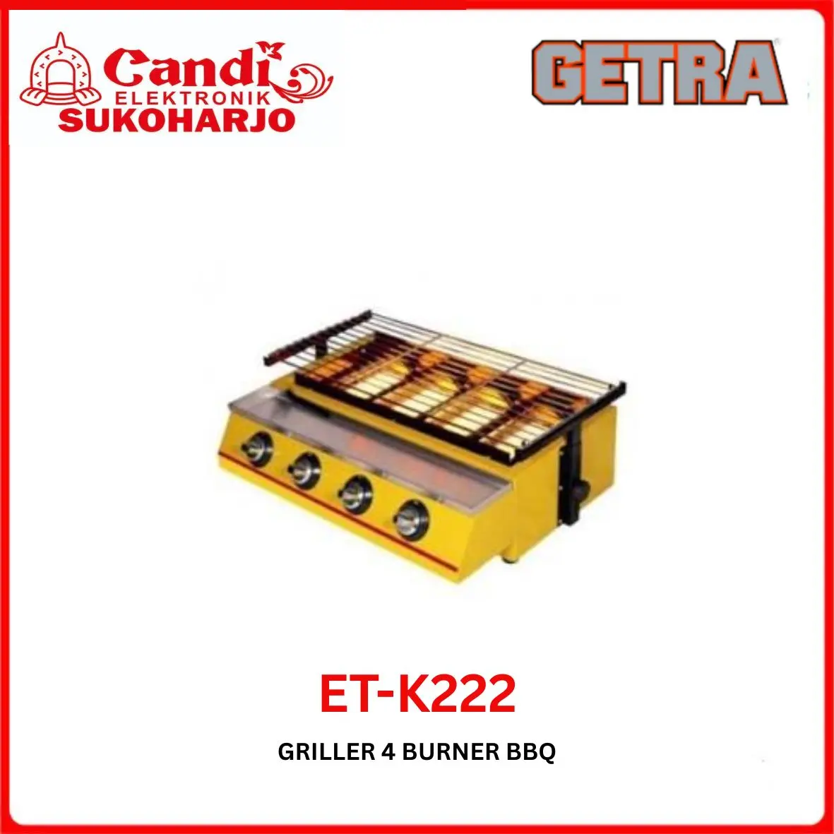 Getra Griller 4 Burner BBQ ET-K222 Kompor Pemanggang Gas 4 Tungku Garansi Resmi