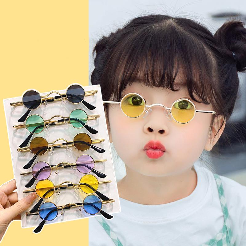 Cermin Mata Hitam Kanak-kanak, Gaya Retro, Bingkai Bulat Kecil, Untuk ...