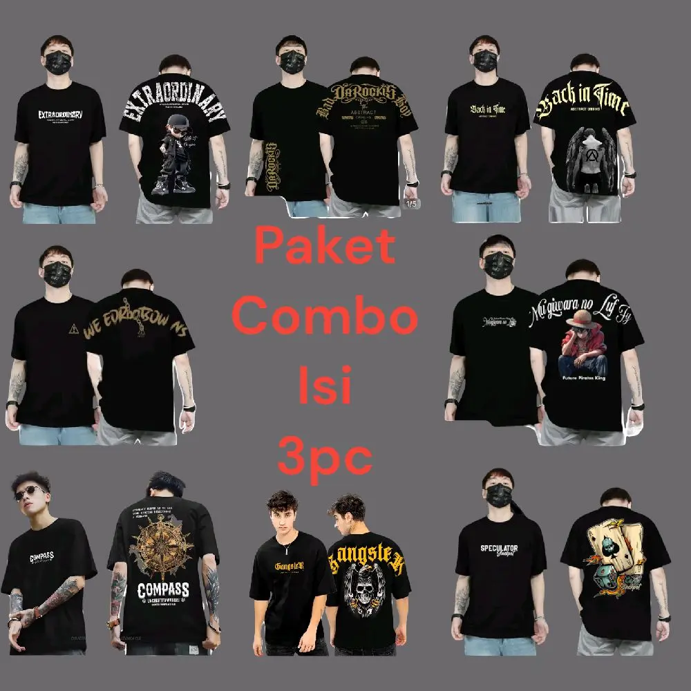 Paket hemat Kaos Distro Lengan pendek Pria dan wanita Motif sablon paket budleCod Flash sale Katun combed Lokal Lembut