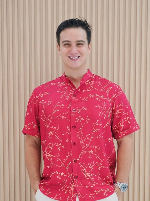 Gabe Golden Vines Mens Mandarin Collar Shirt Menswear