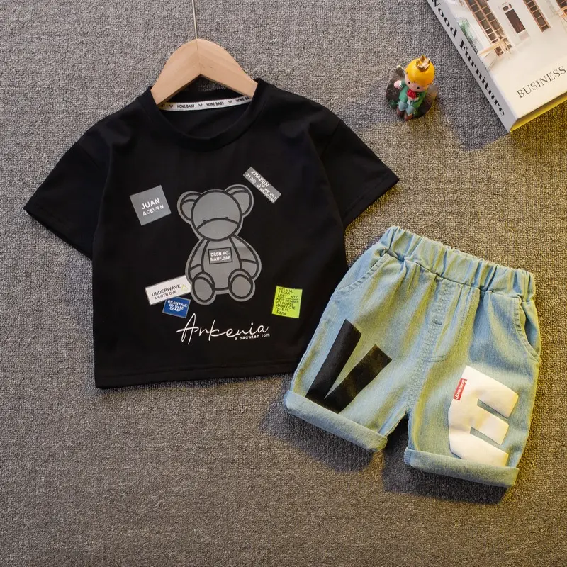 Baby fashion cotton tshirt set kids korean clothes suit New quality children's clothing