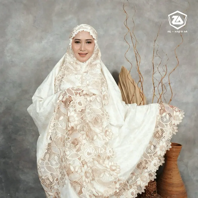 Mukena Dewasa Jumbo Katun Foil Premium Renda Tawon/Mellati Twotone Motif Full KD Atasan Cantik