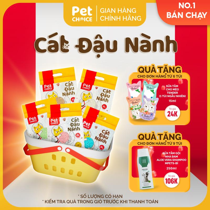 Cát đậu nành cho mèo - Cát hữu cơ vệ sinh cho mèo - Cát đậu nành PetChoice 6L/2kg