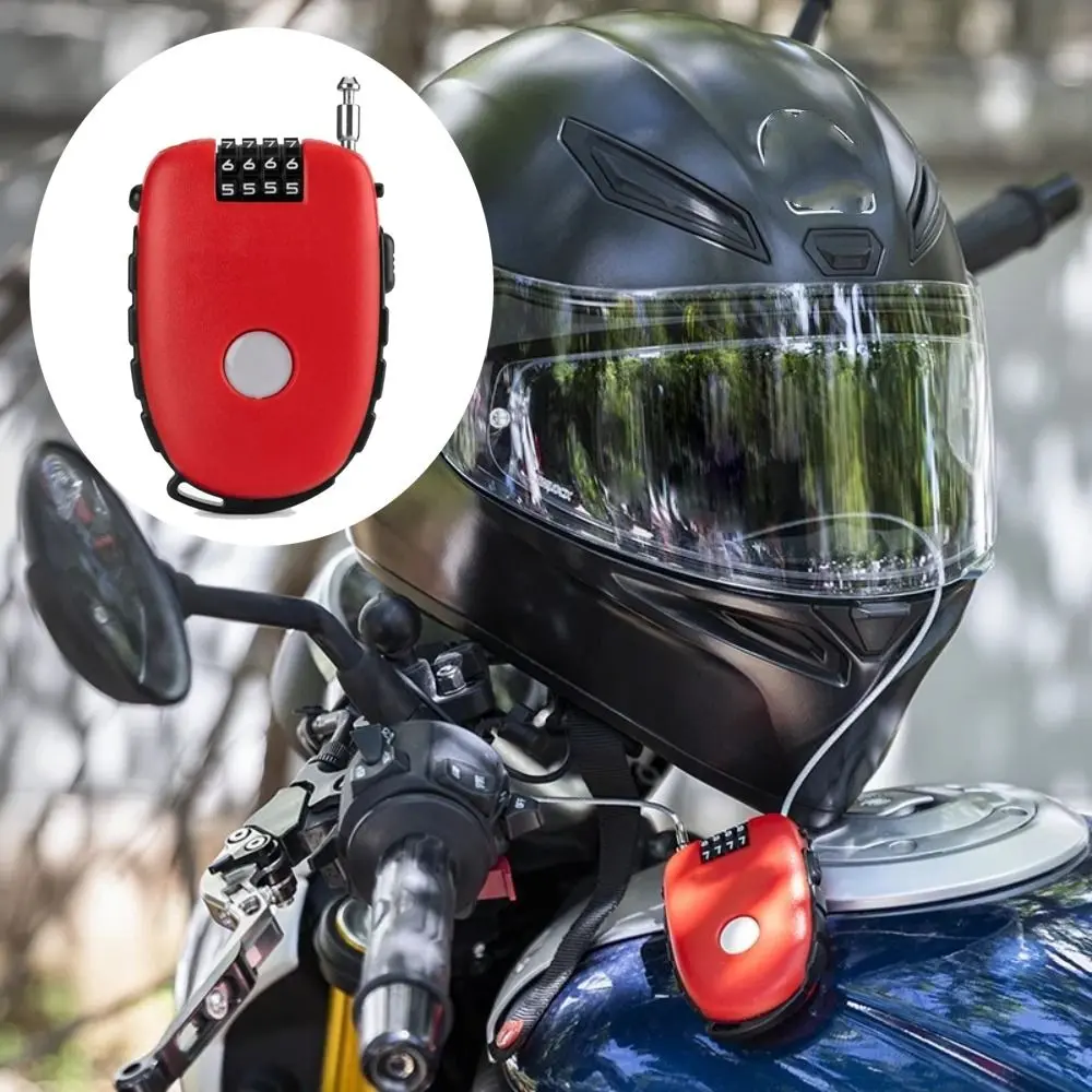 Steel Cable Anti-Theft Motorcycle Helmet Lock Retractable Portable Motorbike Padlock Combination Lock Resettable Wheel Password Lock Luggage