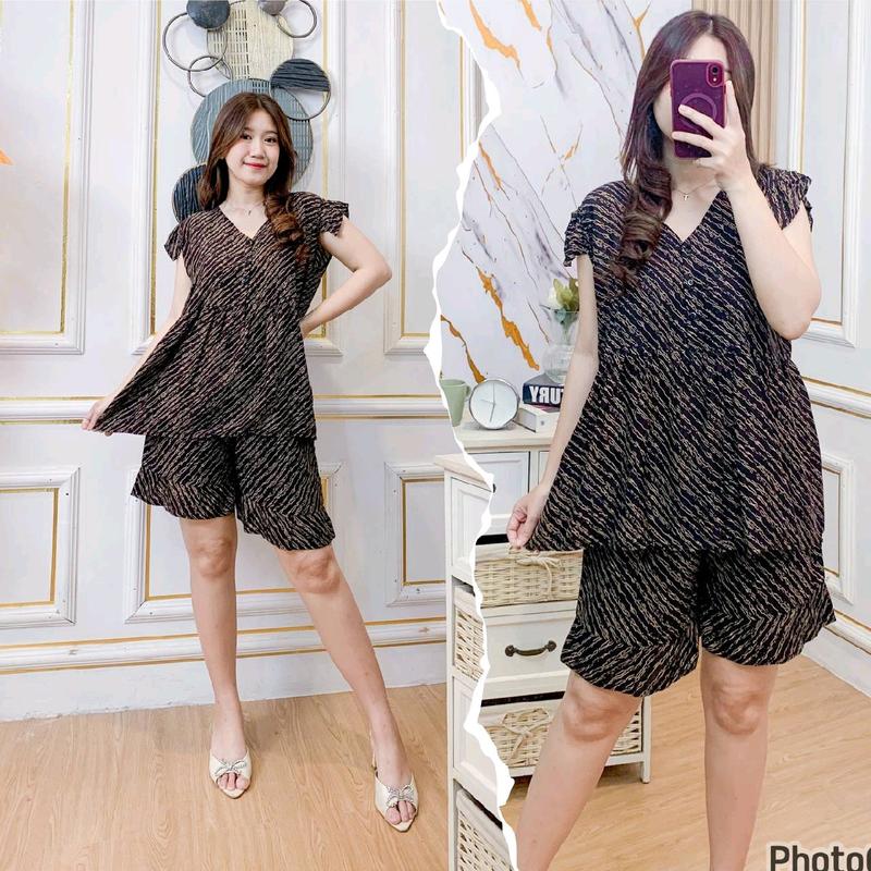 SETELAN PENDEK ZORA MOTIF || DASTER PUTRI BALI || SETELAN RAYON PENDEK 3