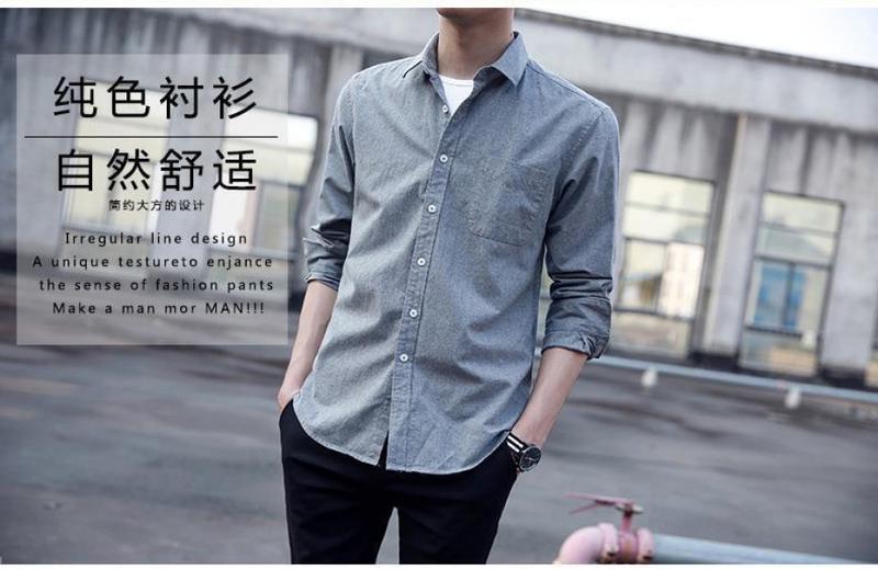 Product Introduction of Áo Sơ Mi Dệt Oxford, Áo Dài Tay Nam, Phong Cách Công Sở, Màu Trơn Thích Hợp Cho Mùa Thu, Thanh Niên Và Sinh Viên Thường Ngày Dáng Ôm, Thời Trang Hàn Quốc 5