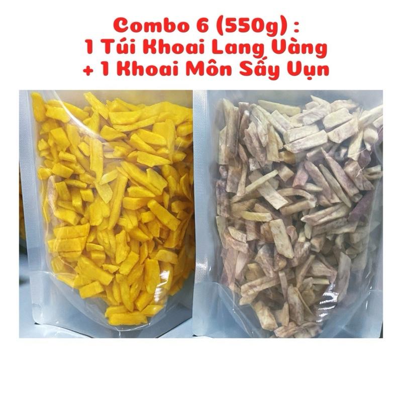 Combo 6 550g : 1 Khoai Môn Sấy 250g và 1 Khoai Lang Vàng 300g - Hàng vụn thơm giòn ngọt