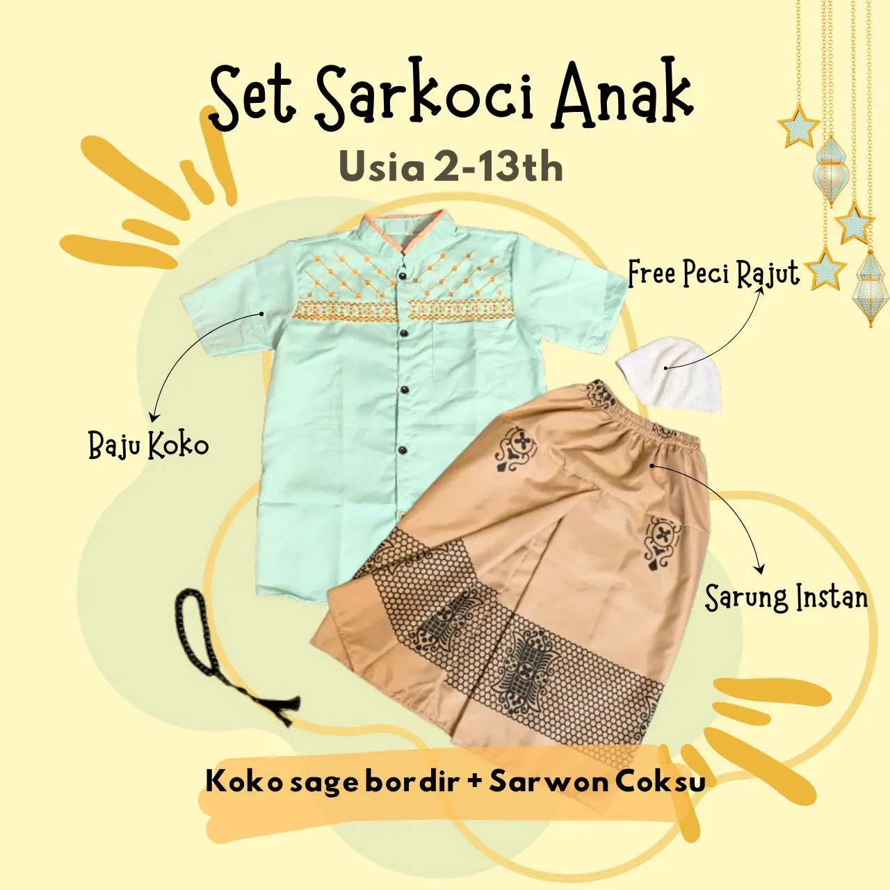 Bordir Sage + Sarwon Coksu + Peci