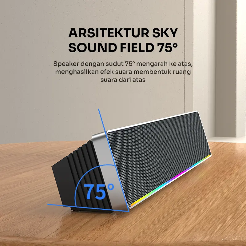 Robot RB680 RGB Lightshow Bluetooth Soundbar Speaker 10W Dual Channel Stereo 4 Speaker USB Micro SD Card Aux 3.5mm- BISA COD Speaker Wireless Bass 4
