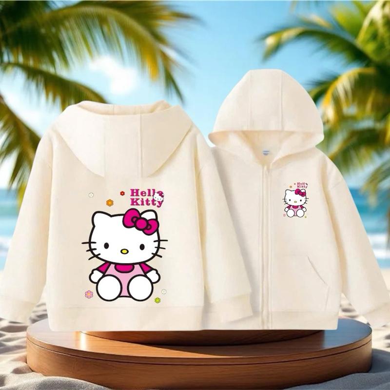 Áo Khoác Nỉ Hoodie Có Khoá Kéo Mềm Mịn Ấm Áp Cho Bé Hình Hello Kitty Chất Liệu Mềm Mịn Thích Hợp Mùa Đông