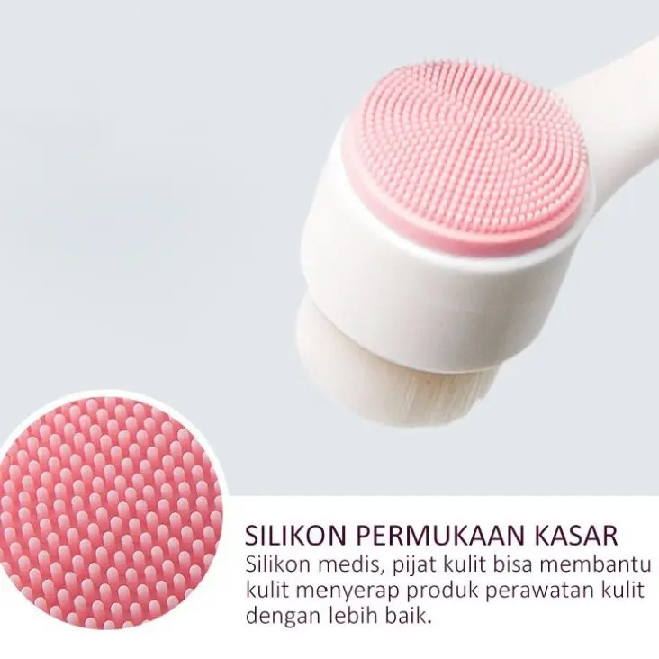 LH Alat Cuci Muka 2 Sisi Pembersih Wajah Silikon Brush Facial Brush Silikon 2in1 Alat Pembersih Pemijat Muka Silicone Halus 6