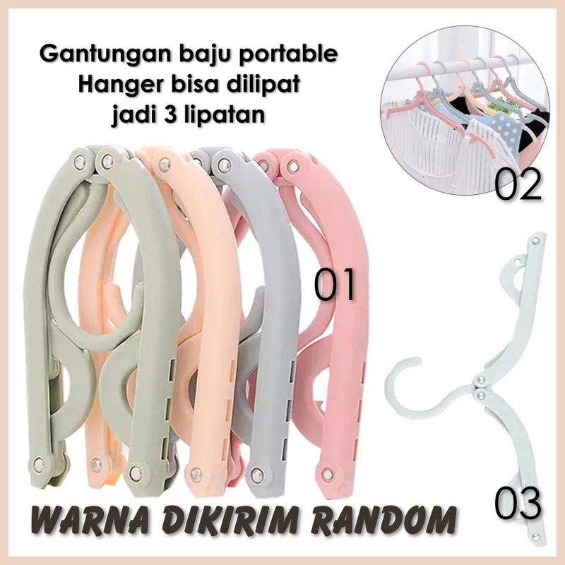 10PCS Gantungan Baju Hanger Lipat Portable Jemuran Pakaian Travel Serbaguna 1