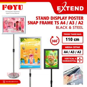 Extend Stand Display Banner TS Promosi Poster Snapframe Telescopic Frame A4 A3 A2 Sign Board Standing Outdoor Indoor