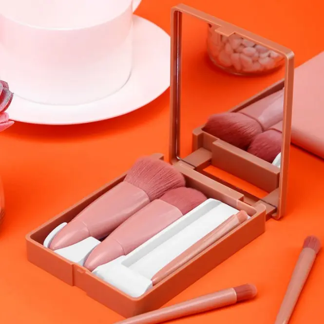 BISA COD K5282 Kuas Cermin 5 in 1 / Brush Make Up  / Set Brush Cermin / Kuas Makeup Cermin 3