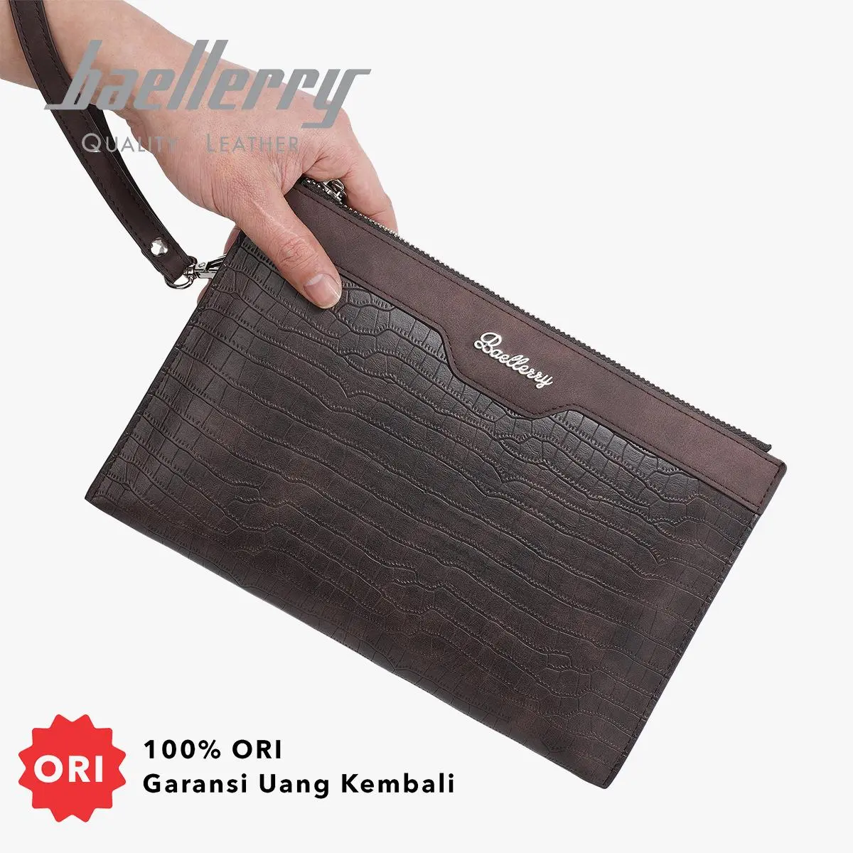 Tas Tangan Pria Handbag Clutchbag Cowok Kulit PU BAELLERRY D3063