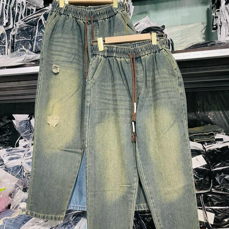 [Q04 Không Rách] Quần Jean Nữ Baggy Trơn Cạp Lung Chun Co Giãn Mặc Siêu Mát Trẻ Trung Size S-2XL Women Pants Baggy