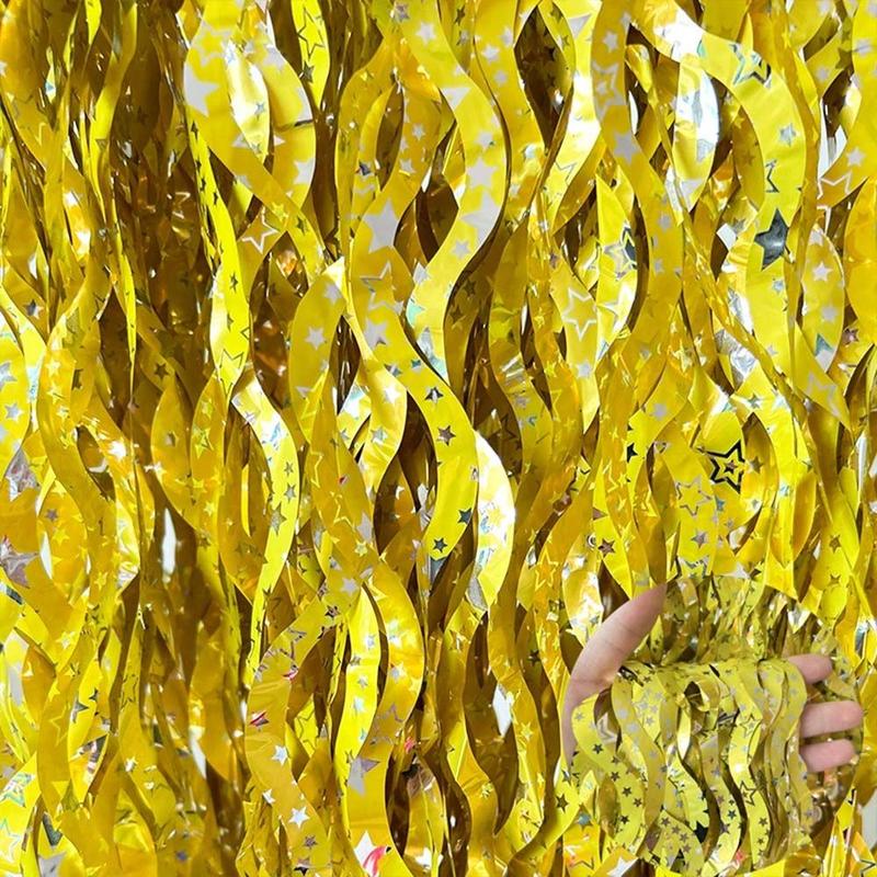Product Introduction of 1x2m Tinsel Fashion Wavy Glitter Shimmer Foil Fringe Curtain DIY Backdrop for Wedding 13