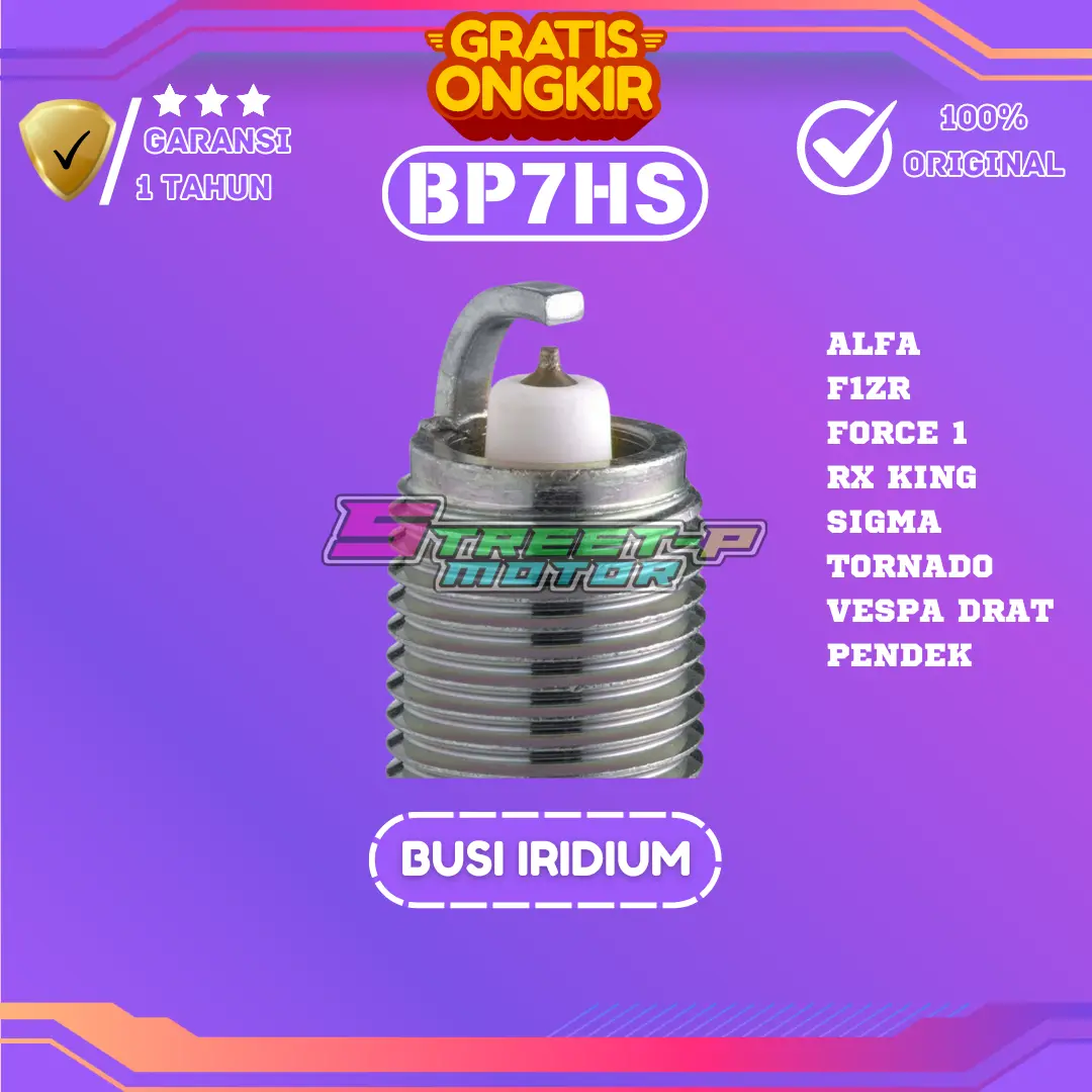 BUSI RACING SUPER IRIDIUM BP7HS RX KING,FORCE 1,F1ZR,FIZ R,ALFA,SIGMA,RXZ,TORNADO Motorcycle Asli Gas Kendaraan Logam Mesin busi  motor