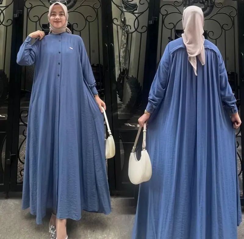 Vanila dress polo linen gamis Lebaran terbaru 2025 Muslim Wanita 4