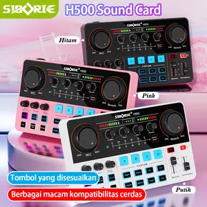 Siborie【Hitam Putih Pink】H500 Live soundcard Original 48V Audio USB External Sound Card Mixer Bluetooth