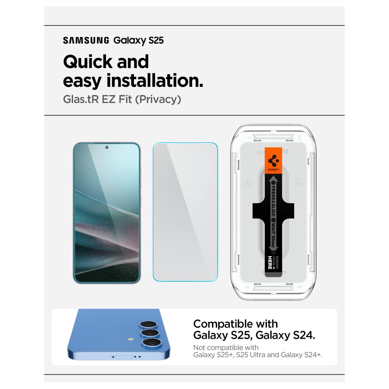 Tempered Glass For Samsung Galaxy S25 Ultra Plus Spigen Glas tR EZ Fit Clear HD Anti Gores Protector