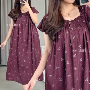 Amariel Yuri Dress Daster Nyaman Kancing Busui Bumil Friendly - Katun Rayon Viscose Motif