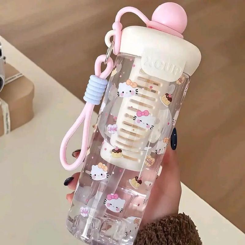Bình đựnġ Nước 750ml Có Ống Hút và Lõi Lọc Trà In Hình Hello Kitty Dễ Thương Có Quai Xách Tiện Lợi Cho Học Sinh Sinh Viên Văn Phòng