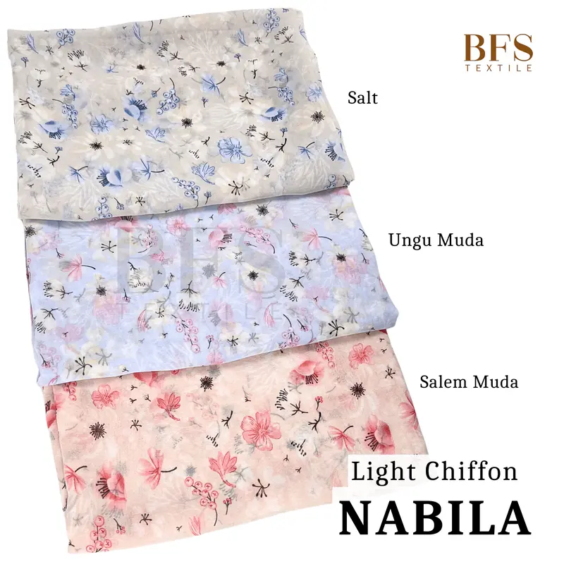 BFS Textile 0,5 meter Bahan Kain Light Chiffon Motif Grade A 0