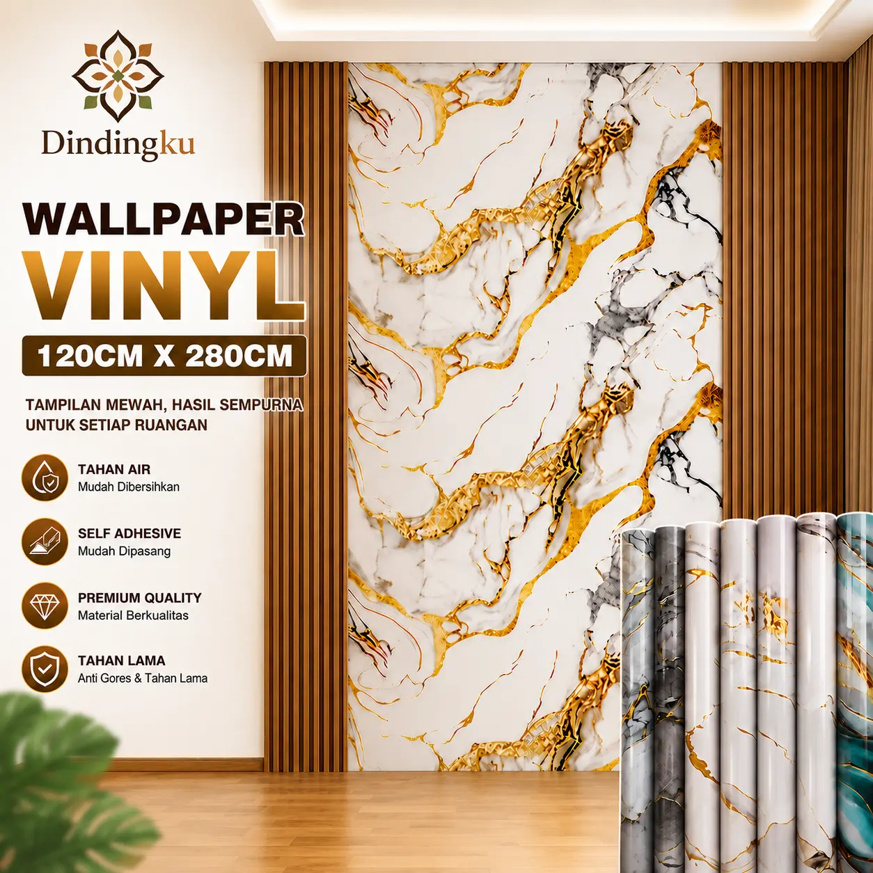 Wallpaper Dinding Vinyl Marble Roll 1.2 X 2.8 Meter Tebal 1 Mm ( Jumbo ) Motif Polos & Marble