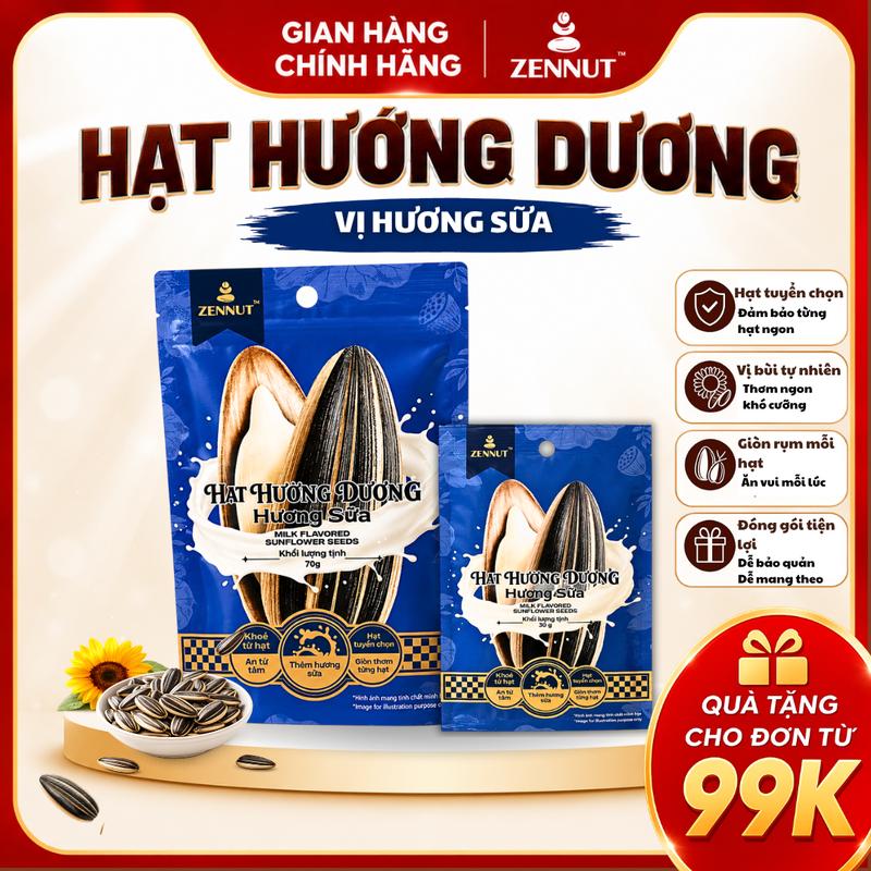 Hạt Hướng Dương Vị Trà Hoa Nhài ZENNUT 30g/70g - Hạt Tuyển Chọn, Giòn Rụm, Thơm…