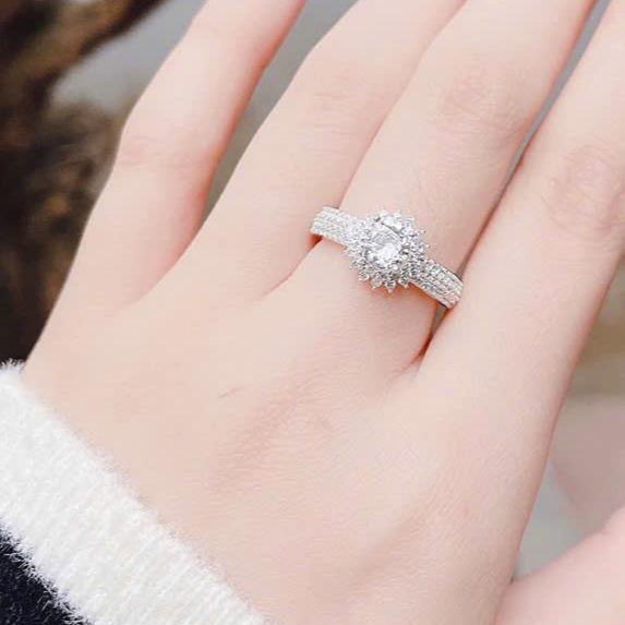 Nhẫn hột cao  S925 Nữ Đính Đá Moissanite – Sang Trọng, Lấp Lánh Như Kim Cương