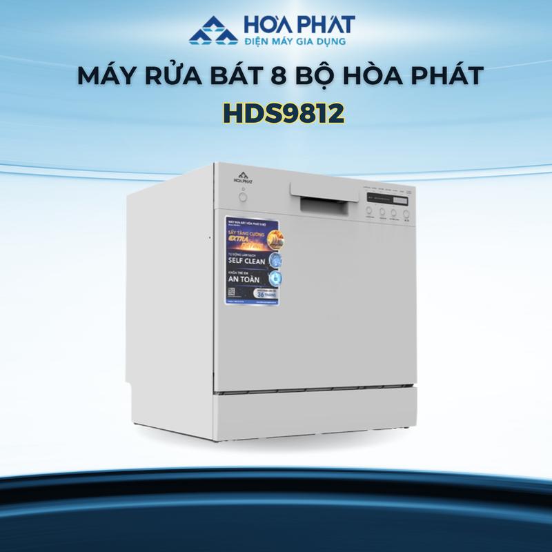 Máy rửa bát Hòa Phát 8 bộ HDS9812, 7 chương trình rửa, Tự động làm sạch, Rửa bát ở nhiệt độ cao, Bảo hành 36 tháng