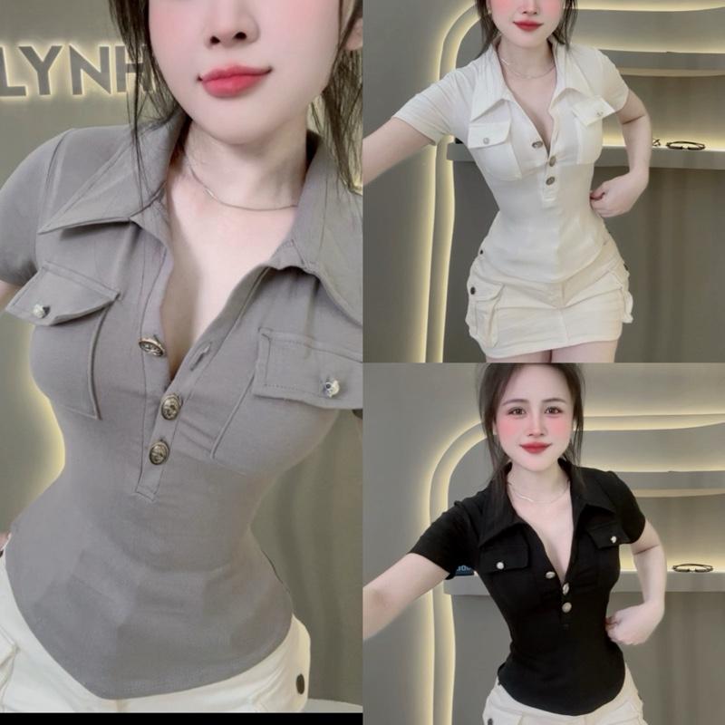 Áo Hotgirl vãi borip xịn phom đẹp đính nút sang trọng nhà Lynh Zena_A7488